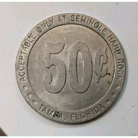 Seminole Hard Rock Hotel Casinos 50 Cents Token Lot of 2 Tampa Florida - Picture 4 of 5